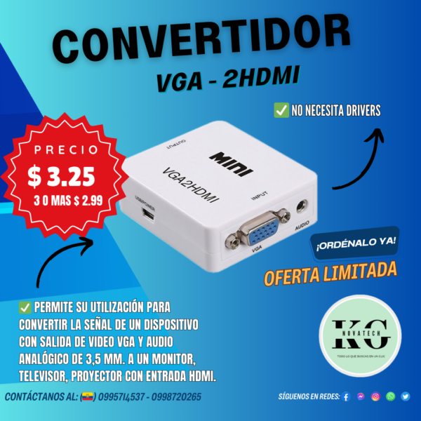 CONVERTIR DE VGA A 2HDMI