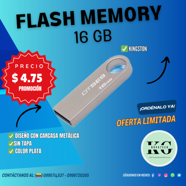 FLASH MEMORY KINGSTON 16GB