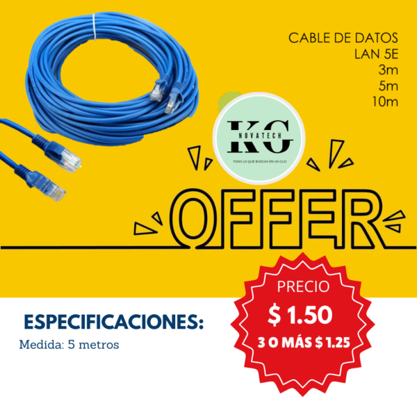 CABLE DE DATOS CAT 5E LAN 5M