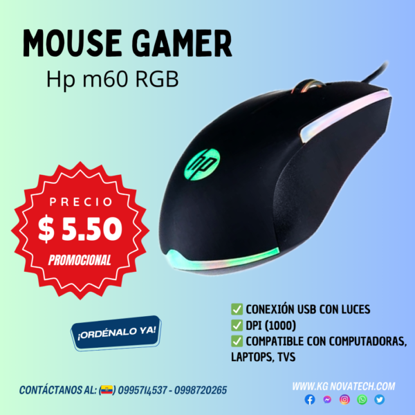 MOUSE HP M160 RGB FOR GAMING WIRED BLACK