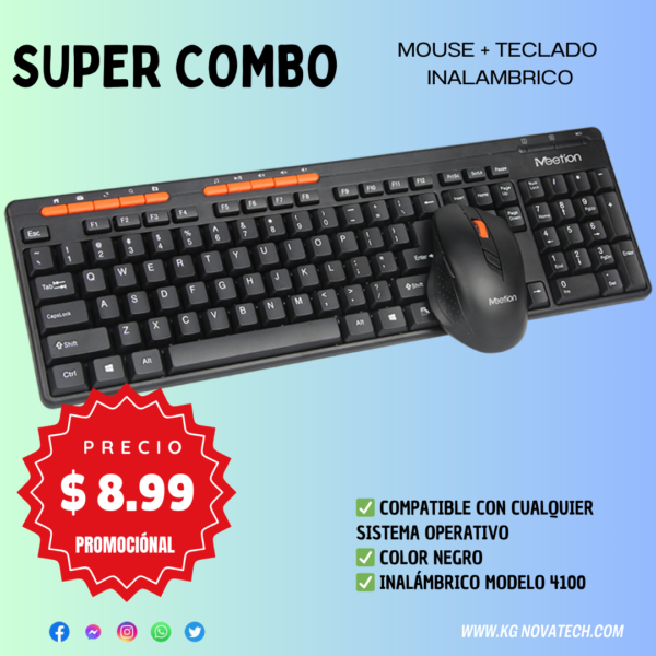 COMBO TECLADO Y MOUSE MEETION C4100 BLANCO