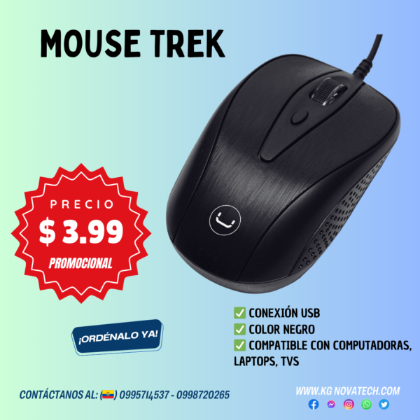 MOUSE UNNOTEKNO TREK USB NEGRO