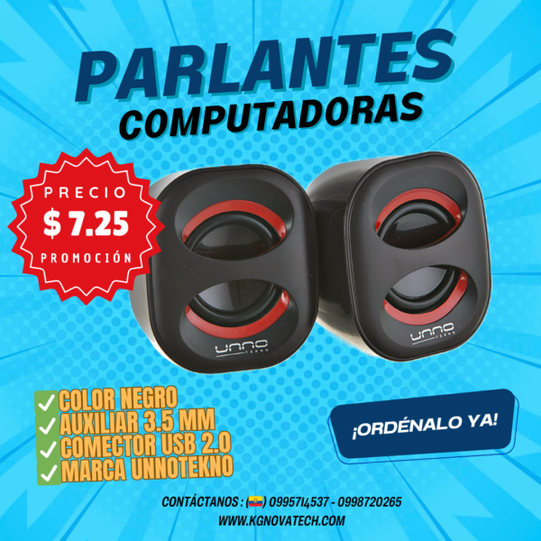 PARLANTES UNNOTEKNO DE ESCRITORIO BRAZZA USB 2,0 NEGRO/ROJO