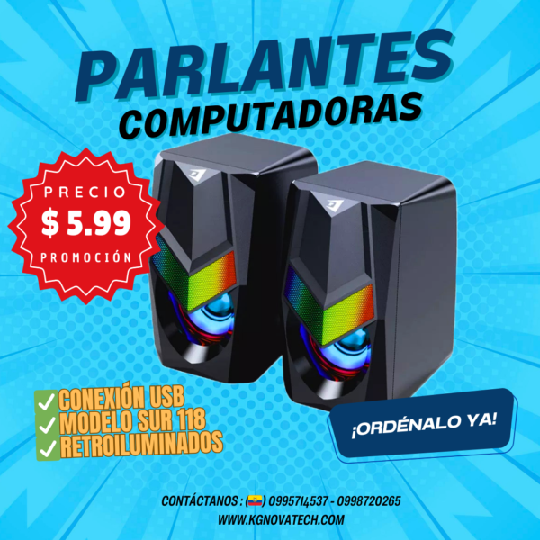 PARLANTE GAMING PARA PC 7 COLORES/NEGRO AE-SUR118