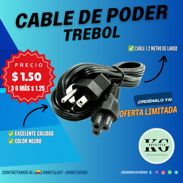 CABLE DE  PODER TREBOL 1,2M