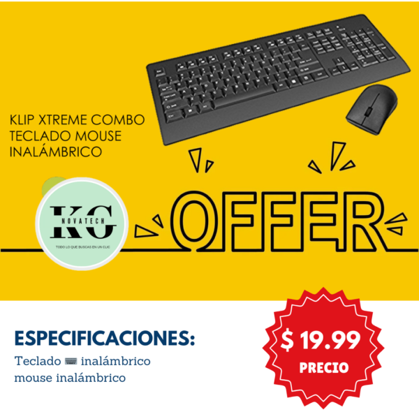 COMBO KLIP XTREME KEYBOARD AND MOUSE SET SPANISH WIRELESS