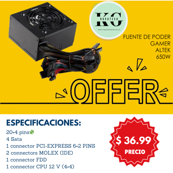 FUENTE 650W ALTEK PC GAMER