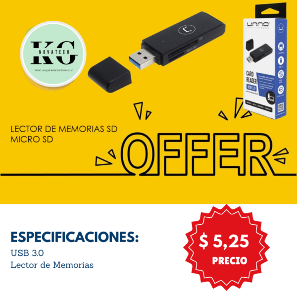 LECTOR DE MEMORIAS UNNOTEKNO EXTERNO USB 3,0