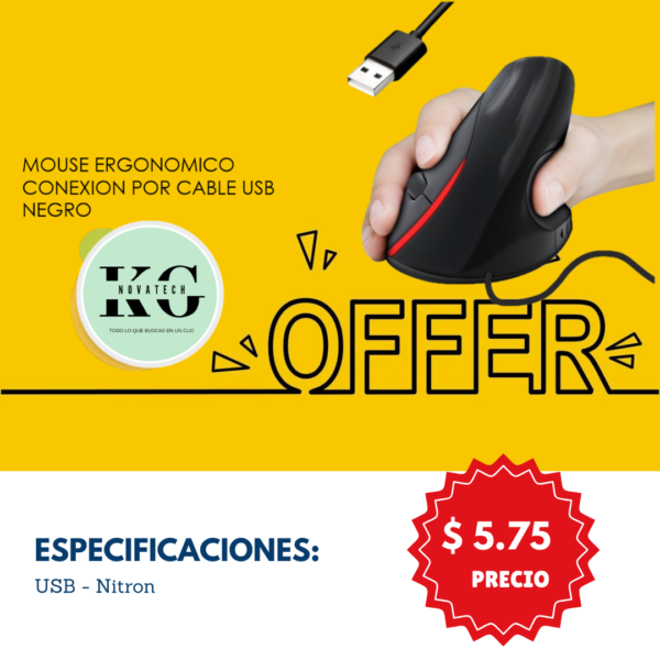 MOUSE ERGONOMICO CON CABLE-NITRON