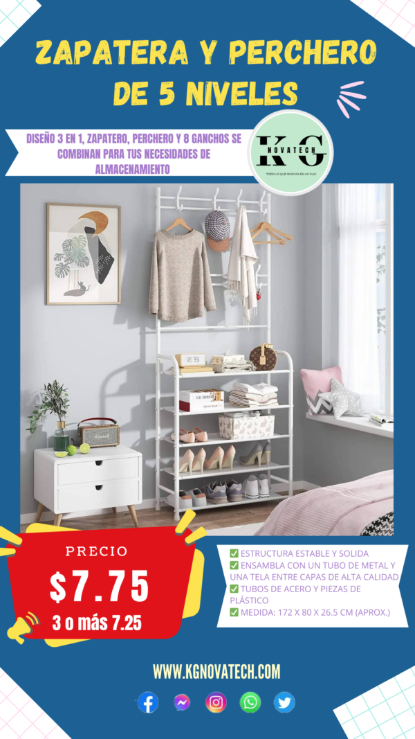 ZAPATERA Y PERCHERO 5 NIVELES