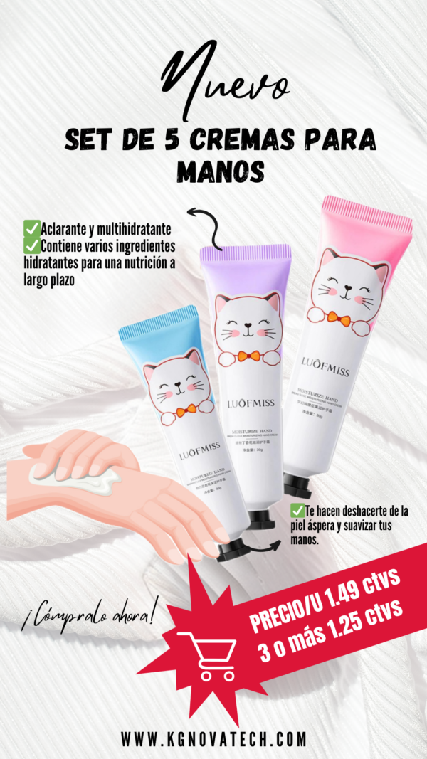 SET DE 5 CREMAS PARA MANO BLANQUEADOR