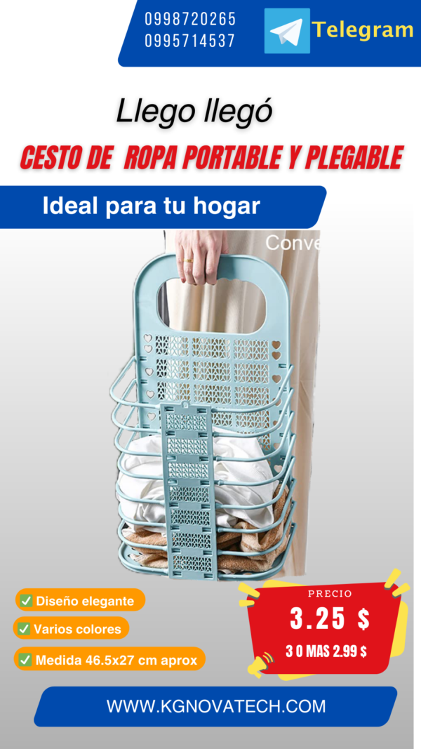 CESTO DE ROPA PLEGABLE  Y PORTABLE - Imagen 2