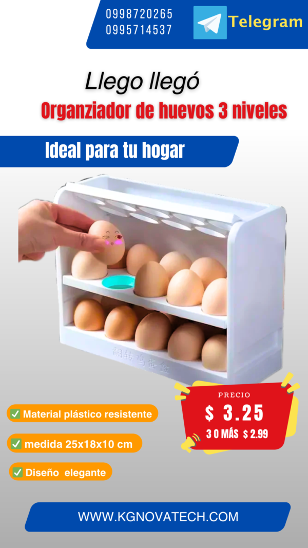 ORGANIZADOR DE HUEVOS DE 3 NIVELES - Imagen 3