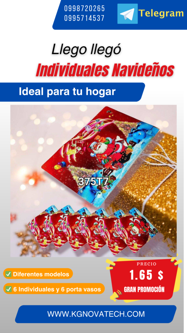 INDIVIDUALES NAVIDEÑOS X 12 - Imagen 3