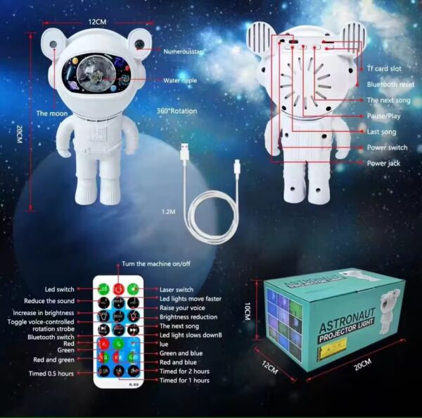 PARLANTE Y PROYECTOR ASTRONAUTA - Imagen 3